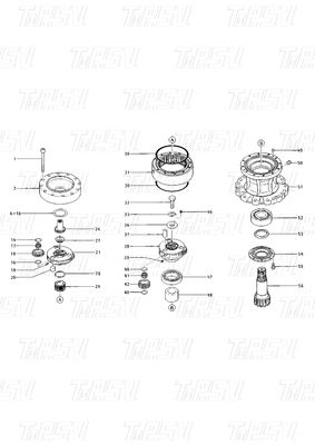 Reduktory z napędem swingowym koparki w kolorze 099-0229 Katalog E120B