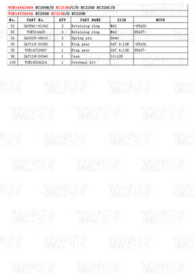 VOE14541069 Premium Swing Drive Reducers dla Volvo EC210B Catalog