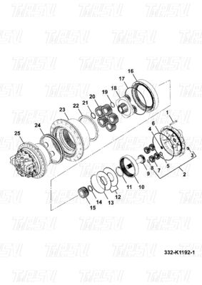 JS200 Koparka stalowa Final Drive Travel Drive Katalog silnika 332/K1192