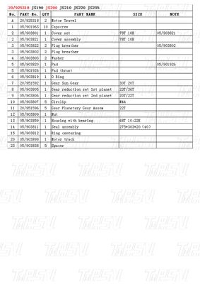 Katalog skrzyni biegów dla hydraulicznych napędów silnikowych JS220 20/925318