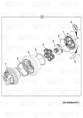 333/K0684 Złożona przekładnia ruchowa koparki stalowej z napędem hydraulicznym JS200 Katalog