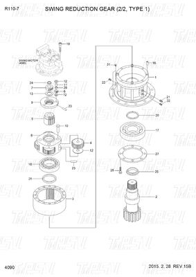 R110-7 Czarny OEM Ekskawator Swing Motor Drive Części Katalog 31N4-10140