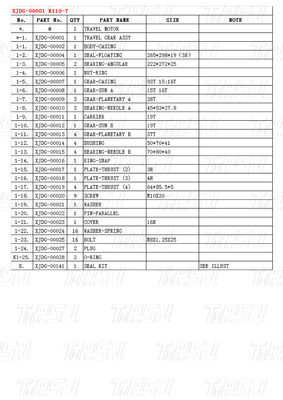 Katalog Ekskawator Final Drive Reduktor planetarny 10 ton Czarny XJDG-00001 R110-7