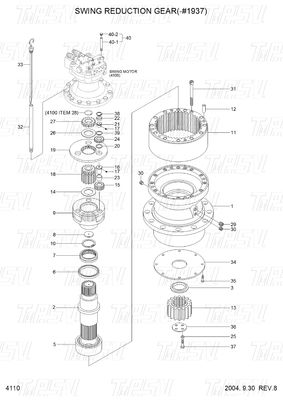 R210-7 Hyundai Ekskawator Swing Gear Box Katalog 31N6-10150 Reduktor planetarny