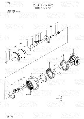 HITACHI EX55UR-3 ZX55UR ZX55UR-HHE Katalog napędowy koparki 0732201
