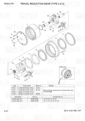 Zastosowalny Czarny 39Q6-42100 39Q6-42101 R220-9 Ekskawator Podróżowy Napęd Ostatni Katalog Redukcji Do Sprzedaży Maszyny