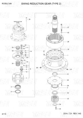 31Q9-19140 R330-9 Ekskawator Swing Drive Katalog Skrzynka biegów dla silników hydraulicznych