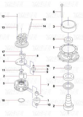 60042755 SY365C Ekskawator Swing Drive Katalog Silnik Bolt-on Instalacja