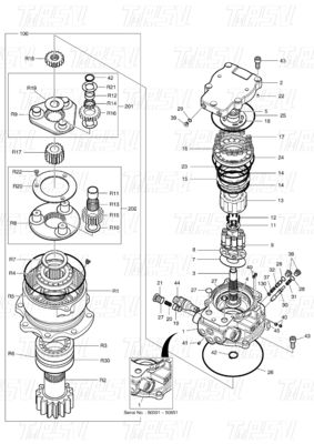 130426-00031 DX60R Ekskawator Swing Drive Katalog Czarny Kolor fabryczny Hydraulic Swing Motor Motor Drive