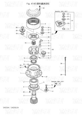 OEM Steel Bolt On Swing Motor dla Hitachi K1038203 130426-00010 130426-00010A DX225 Katalog Excavator Swing Drive