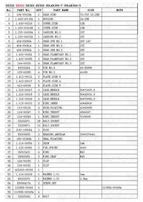 K1003134 DX300 Ekskavator Travel Drive Katalog Bolt On Steel Assemblies z planetarnymi reduktorami