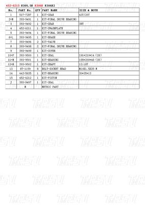 452-6213 E306E Ekskavator Travel Drive Katalog Bolt-on