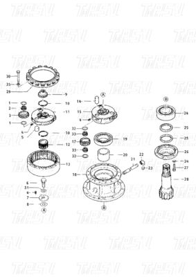 099-3553 E200B Katalog części koparek z napędem swingowym dla silników swingowych System ruchu hydraulicznego