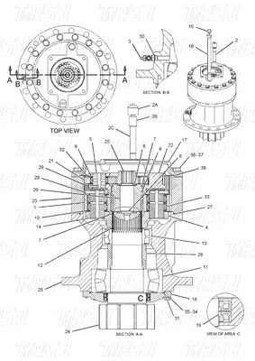 Czarny 191-2693 E325C Ekskawator Swing Drives Katalog Bolt-on In Stock Hydraulic Swing Drive
